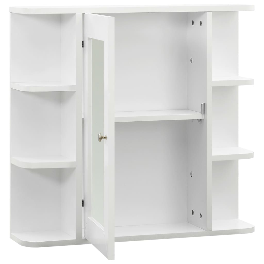 vidaXL Bad-Spiegelschrank Weiß 66x17x63 cm MDF