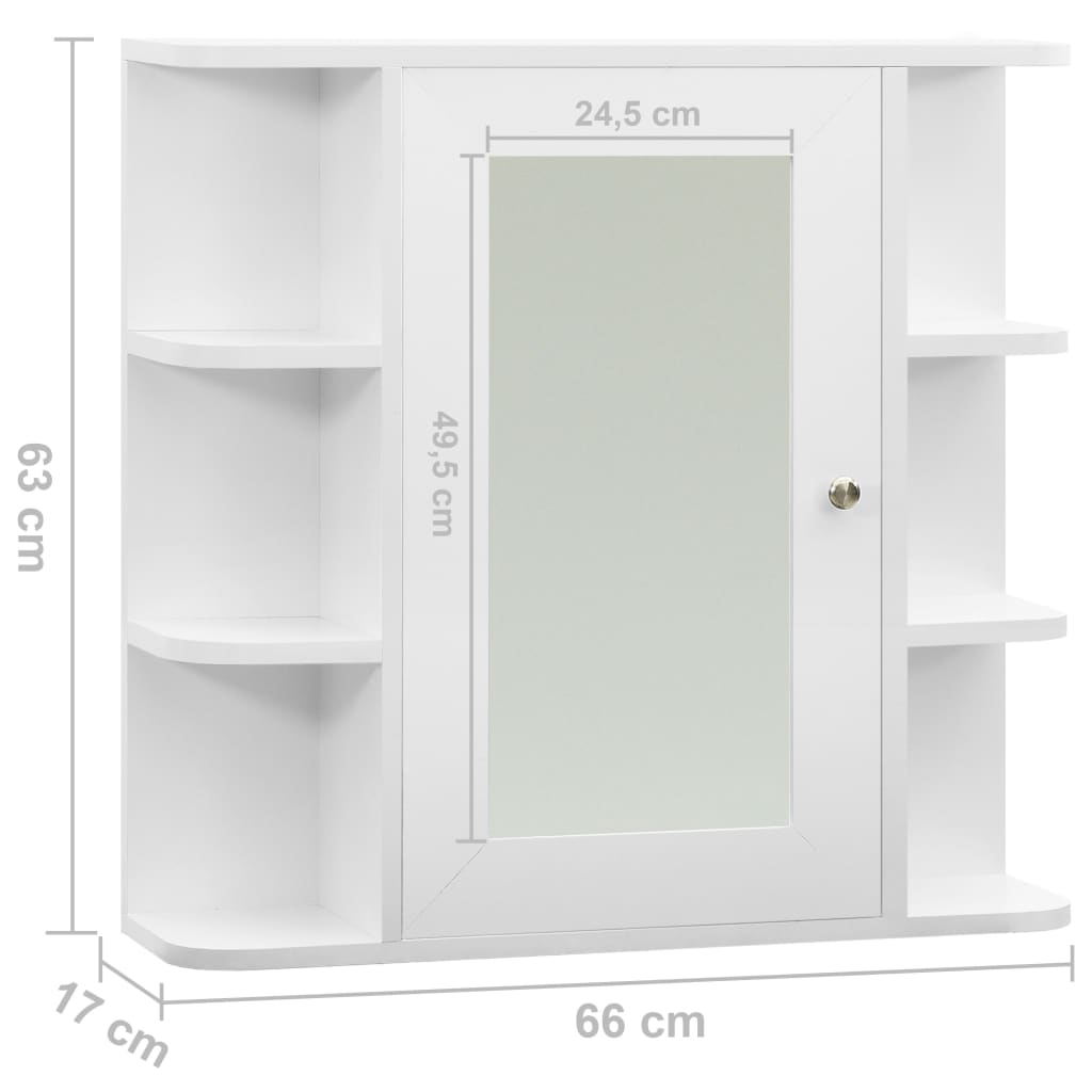 vidaXL Bad-Spiegelschrank Weiß 66x17x63 cm MDF