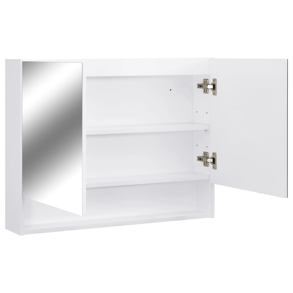 vidaXL LED-Bad-Spiegelschrank Weiß 80x15x60 cm MDF