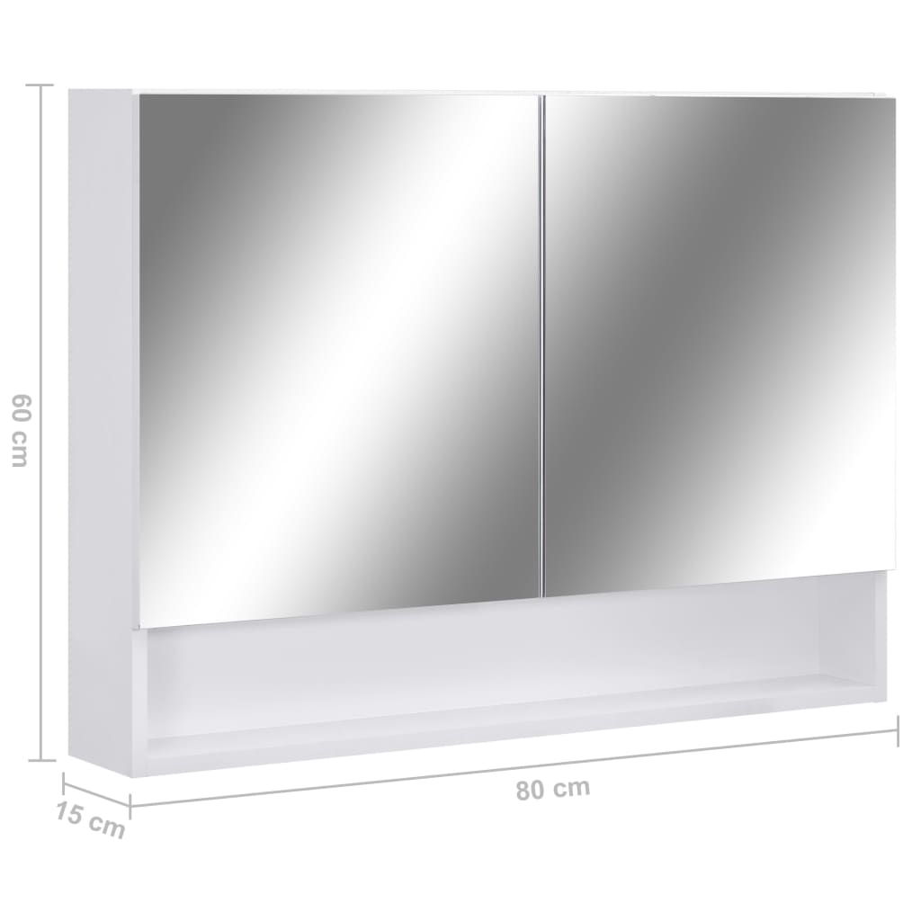 vidaXL LED-Bad-Spiegelschrank Weiß 80x15x60 cm MDF