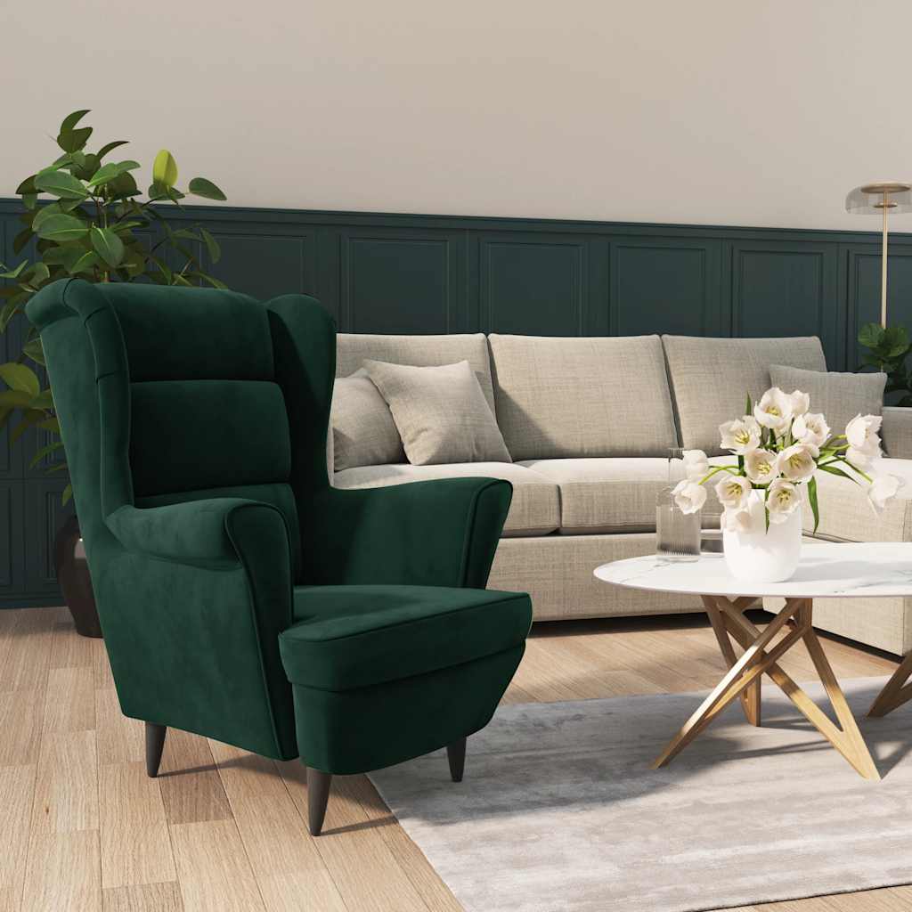 Ohrensessel mit Hocker Blau Samt