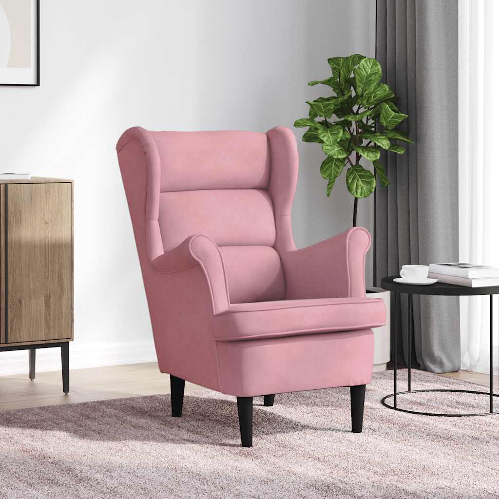 Ohrensessel mit Hocker Blau Samt