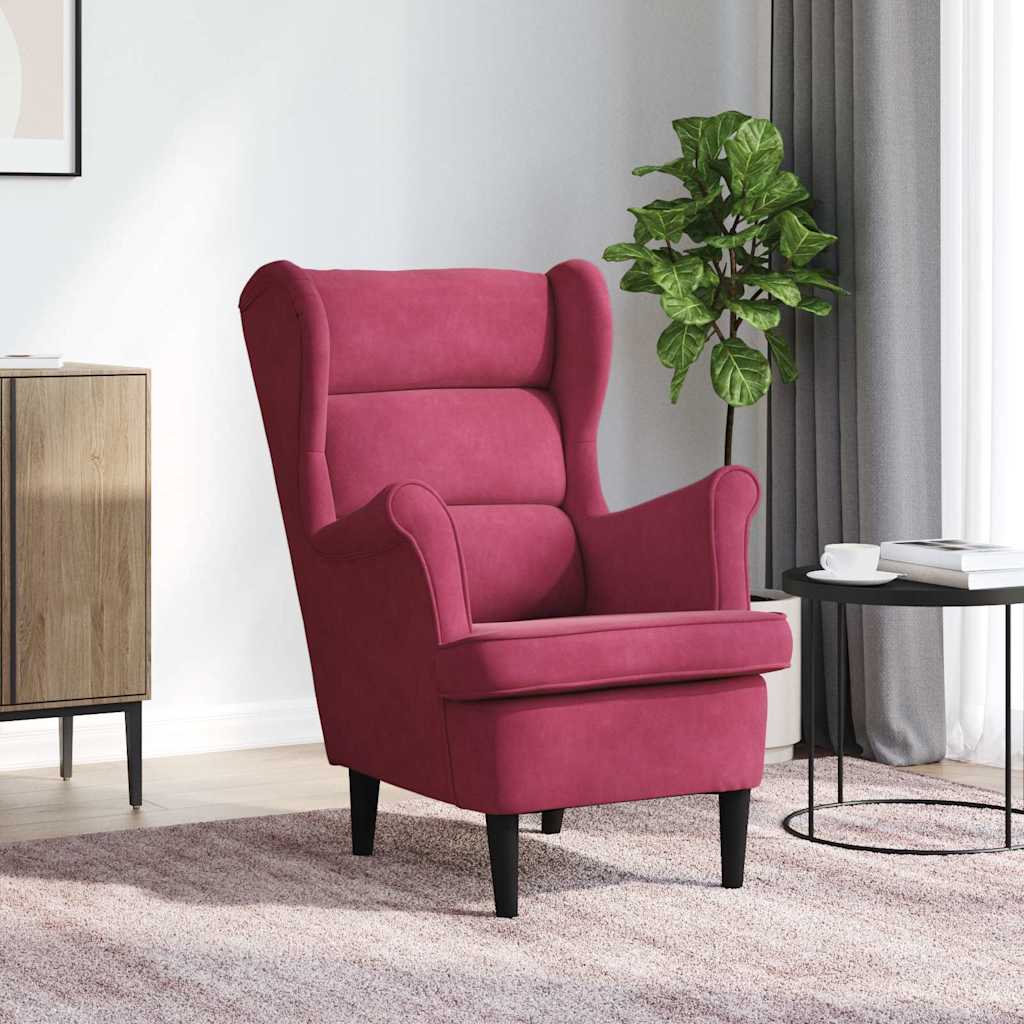 Ohrensessel mit Hocker Blau Samt