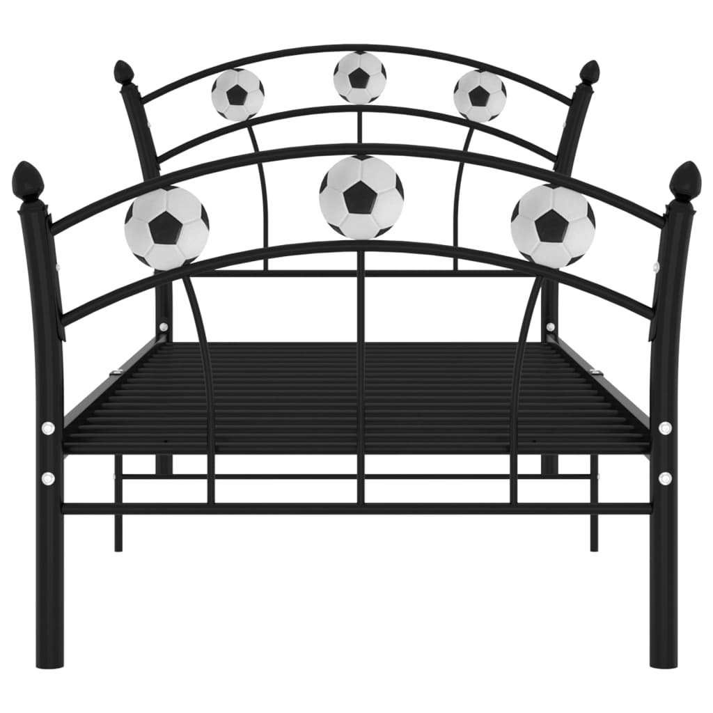 vidaXL Einzelbett mit Fußball-Design Schwarz Metall 90x200 cm