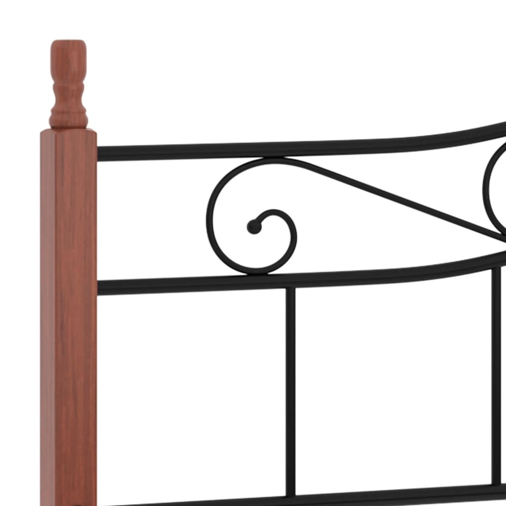 vidaXL Bettgestell Schwarz Metall und Massivholz Eiche 200x200 cm