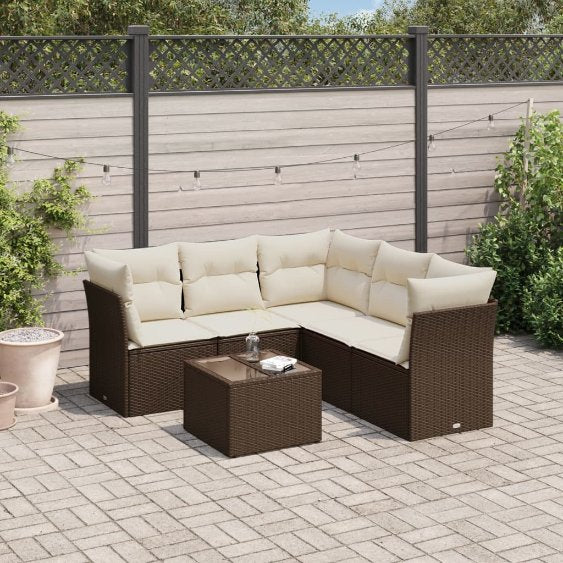 5-tlg. Garten-Sofagarnitur mit Kissen Schwarz Poly Rattan