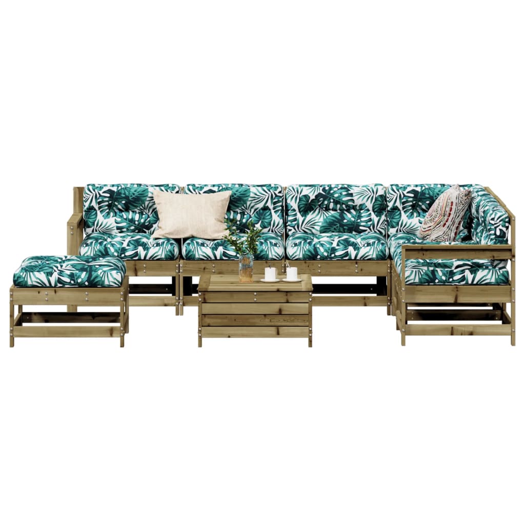 8-tlg. Garten-Lounge-Set mit Kissen Weiß Massivholz Kiefer