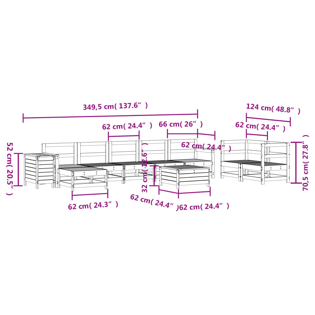 vidaXL 10-tlg. Garten-Sofagarnitur Massivholz Douglasie