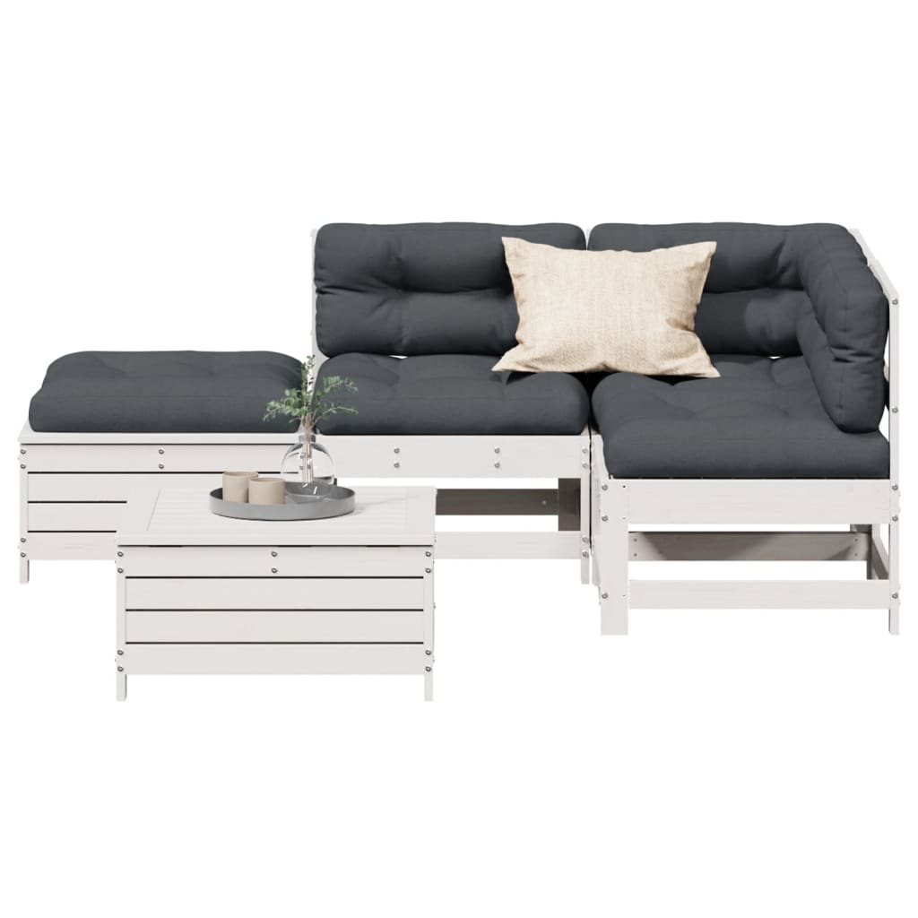 5-tlg. Garten-Lounge-Set mit Kissen Massivholz Kiefer
