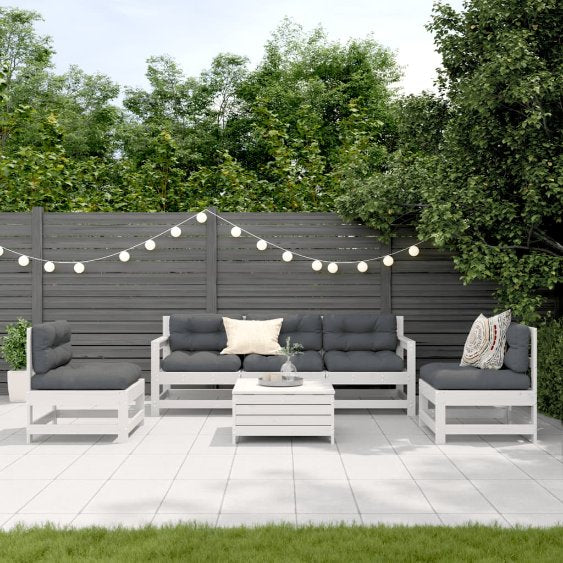 6-tlg. Garten-Lounge-Set mit Kissen Massivholz Kiefer