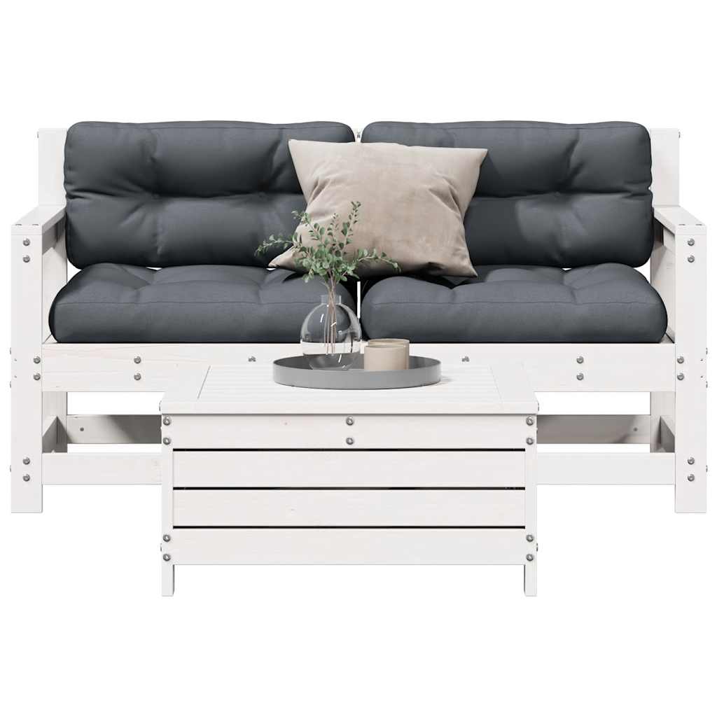3-tlg. Garten-Lounge-Set mit Kissen Massivholz Kiefer