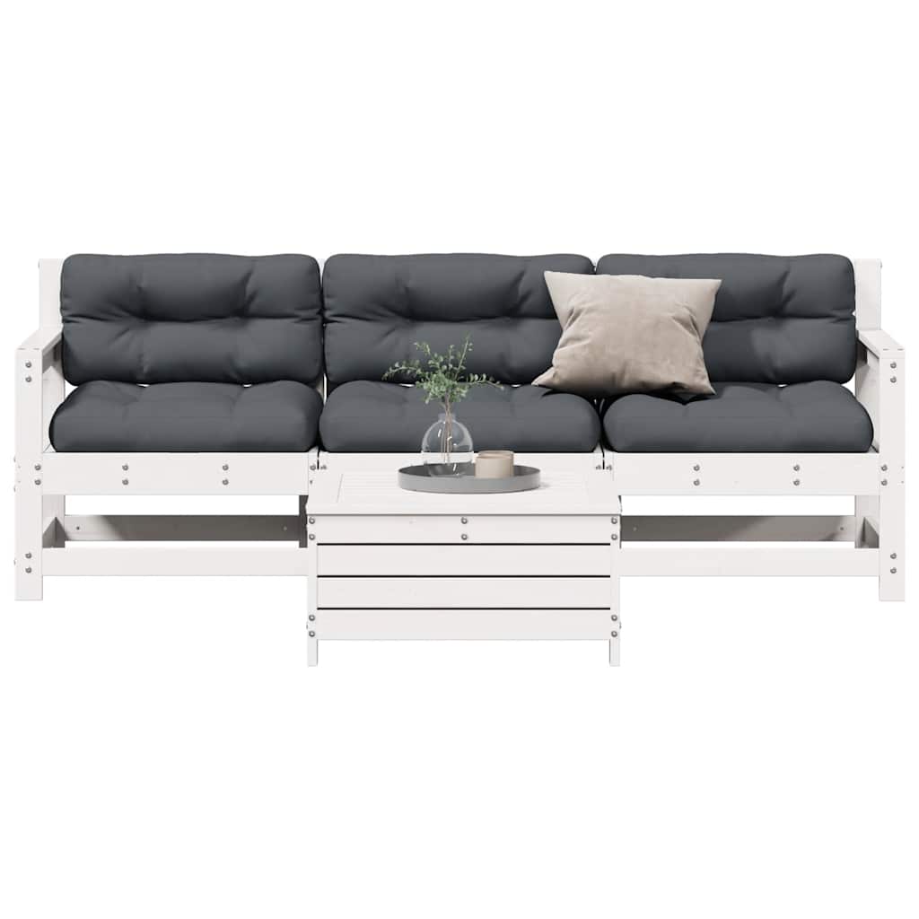 4-tlg. Garten-Lounge-Set mit Kissen Massivholz Kiefer