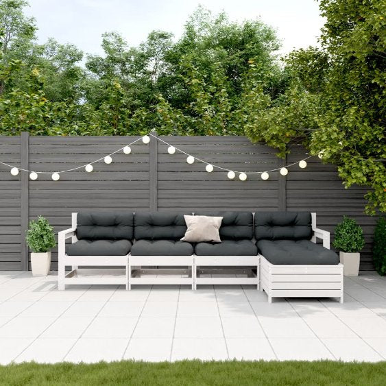 5-tlg. Garten-Lounge-Set mit Kissen Massivholz Kiefer