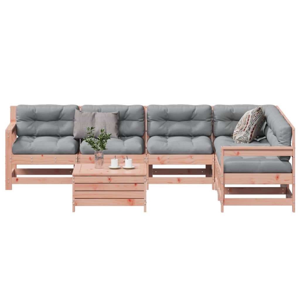 7-tlg. Garten-Lounge-Set mit Kissen Weiß Massivholz Kiefer
