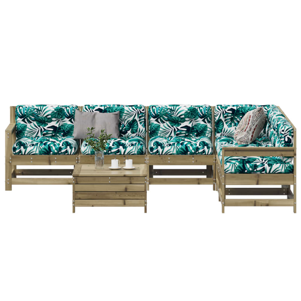 7-tlg. Garten-Lounge-Set mit Kissen Weiß Massivholz Kiefer