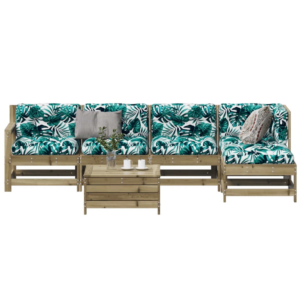 6-tlg. Garten-Lounge-Set mit Kissen Massivholz Kiefer
