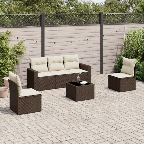 vidaXL 5-tlg. Garten-Sofagarnitur mit Kissen Schwarz Poly Rattan