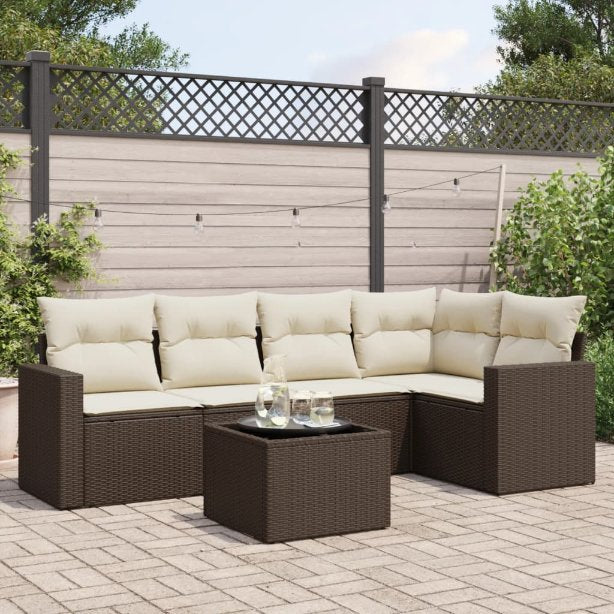 vidaXL 5-tlg. Garten-Sofagarnitur mit Kissen Schwarz Poly Rattan