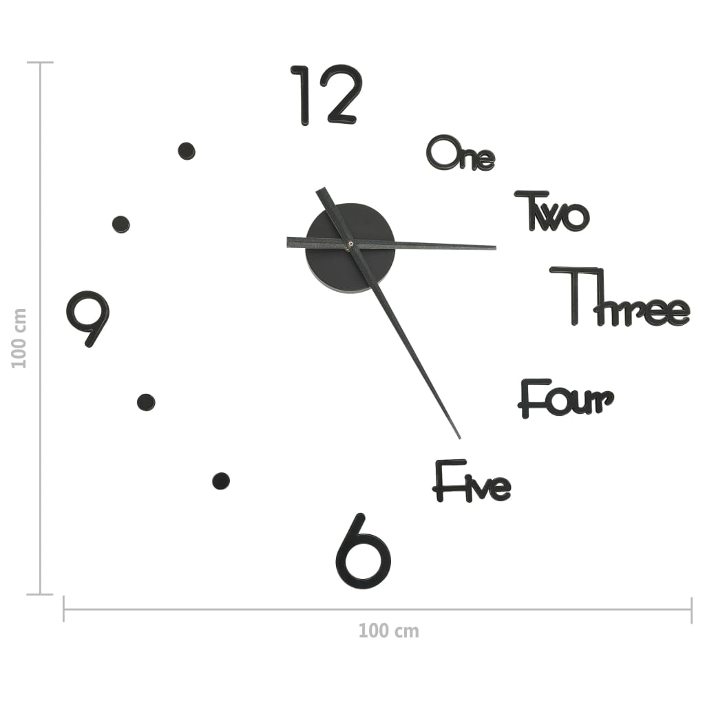 vidaXL 3D-Wanduhr Modernes Design Schwarz 100 cm XXL