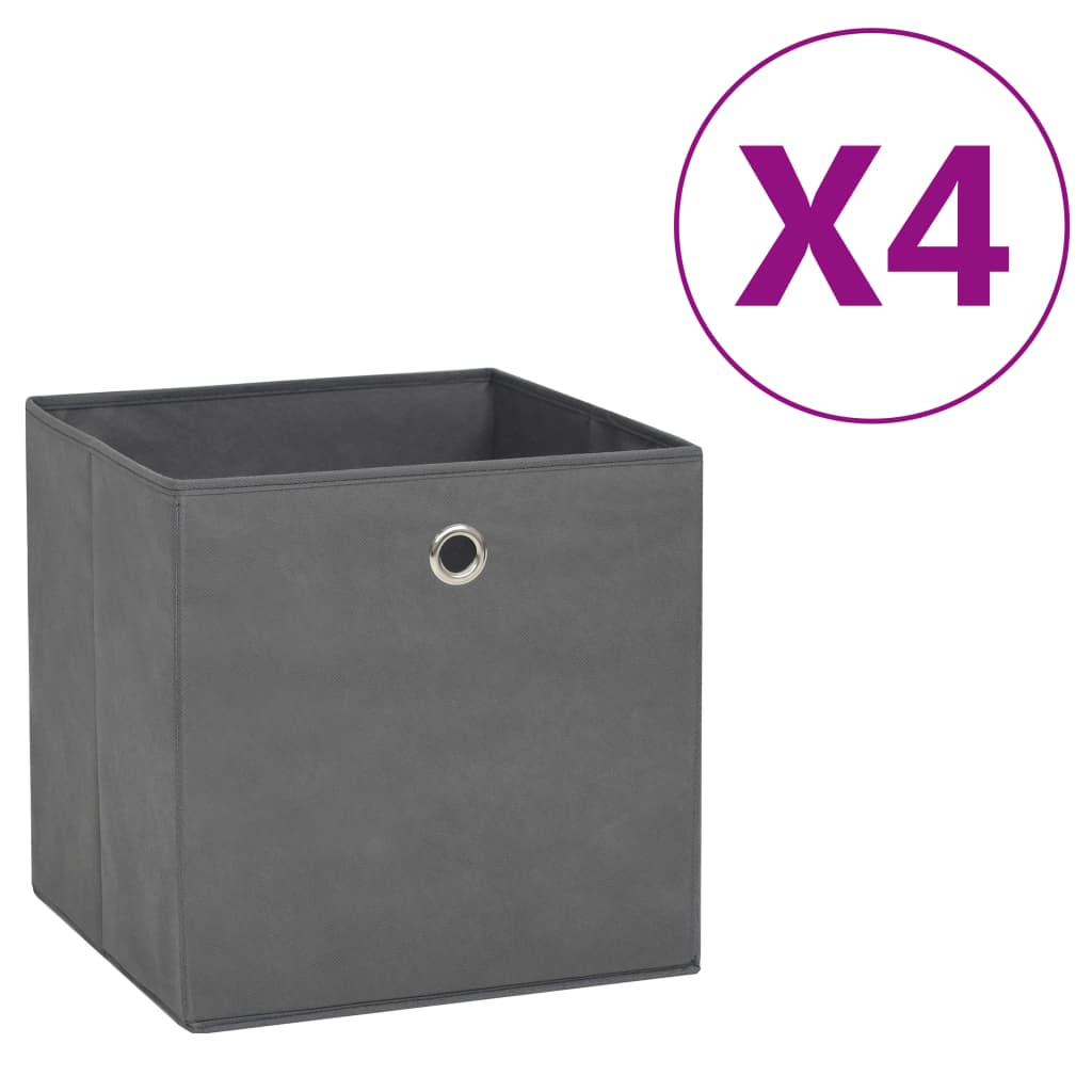 vidaXL Aufbewahrungsboxen 4 Stk. Vliesstoff 28x28x28 cm Schwarz