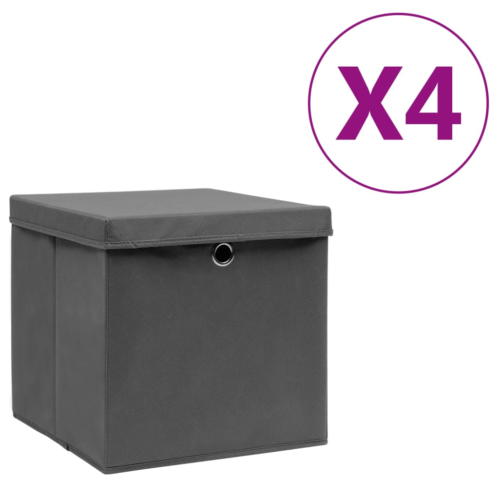 vidaXL Aufbewahrungsboxen 4 Stk. Vliesstoff 28x28x28 cm Schwarz
