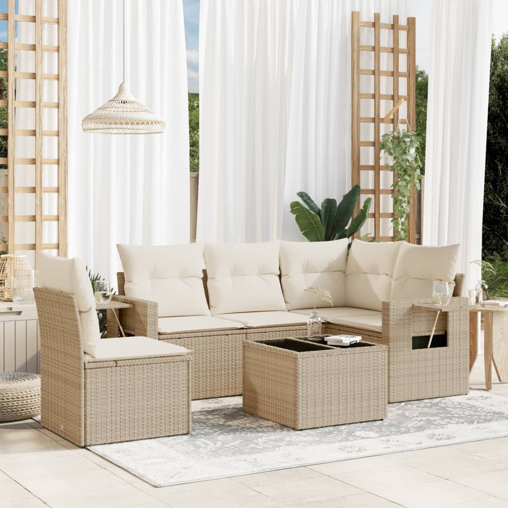 5-tlg. Garten-Sofagarnitur mit Kissen Schwarz Poly Rattan
