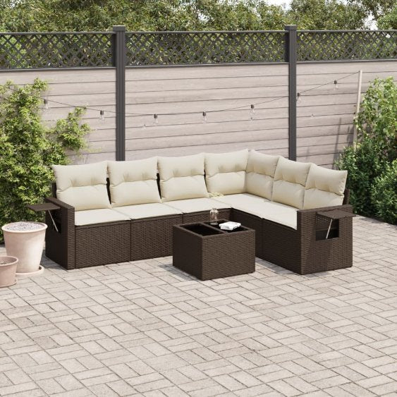 6-tlg. Garten-Sofagarnitur mit Kissen Schwarz Poly Rattan