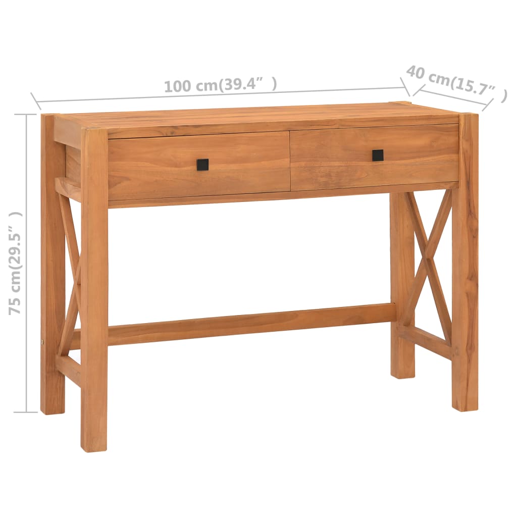 vidaXL Schreibtisch mit 2 Schubladen 100x40x75 cm Teakholz