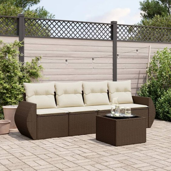 4-tlg. Garten-Sofagarnitur mit Kissen Schwarz Poly Rattan