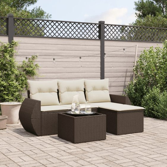 4-tlg. Garten-Sofagarnitur mit Kissen Schwarz Poly Rattan