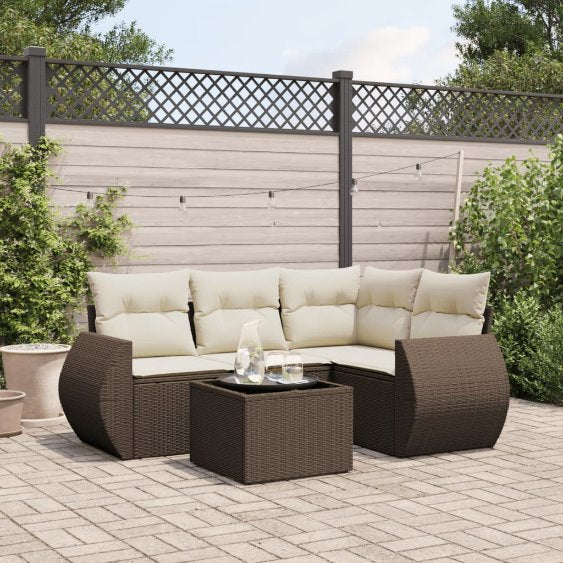 4-tlg. Garten-Sofagarnitur mit Kissen Schwarz Poly Rattan