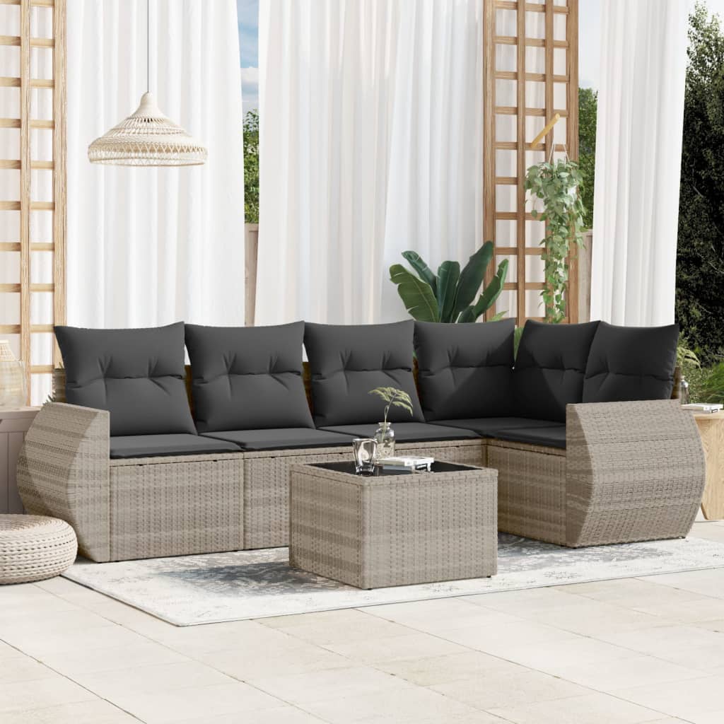 5-tlg. Garten-Sofagarnitur mit Kissen Schwarz Poly Rattan