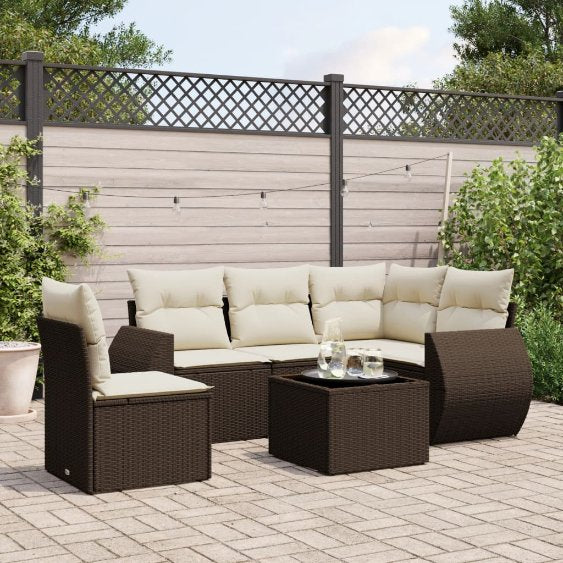 5-tlg. Garten-Sofagarnitur mit Kissen Schwarz Poly Rattan
