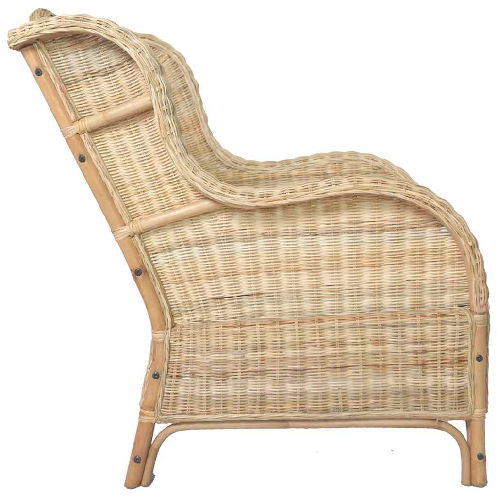 vidaXL Sessel mit Kissen Natur-Rattan und Leinen