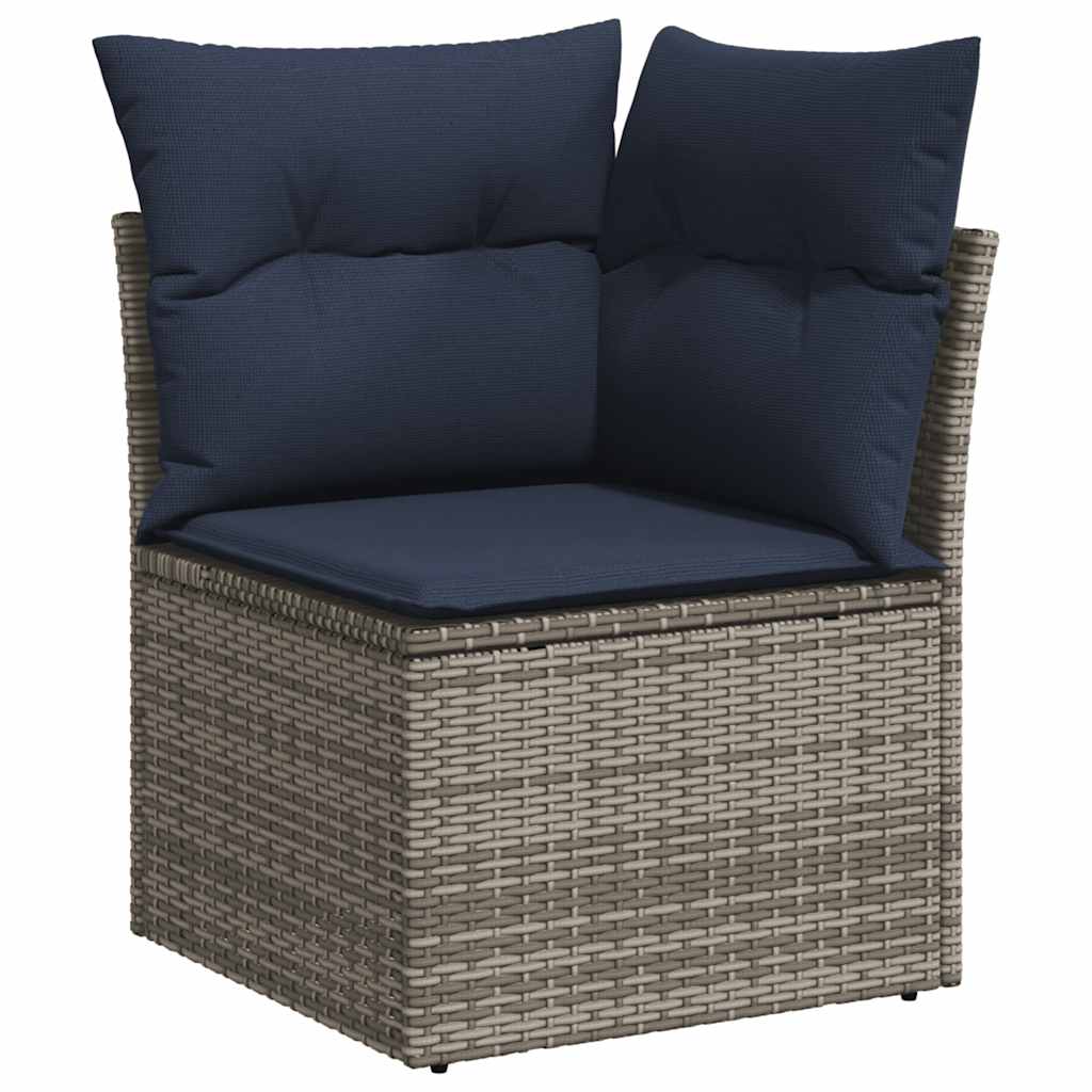 vidaXL 12-tlg. Garten-Sofagarnitur mit Kissen Grau Poly Rattan