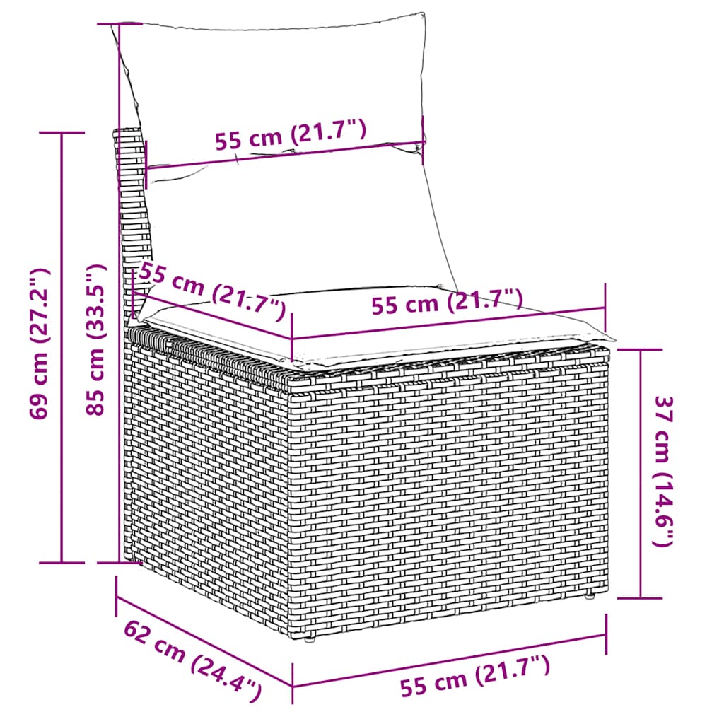 13-tlg. Garten-Sofagarnitur mit Kissen Grau Poly Rattan