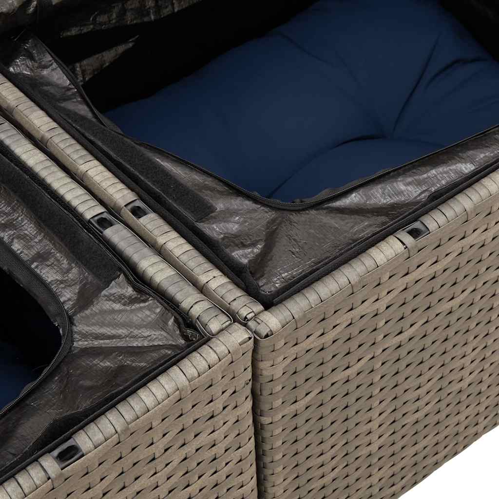 vidaXL 11-teiliges Gartensofa-Set mit Kissen, grau, Polyrattan