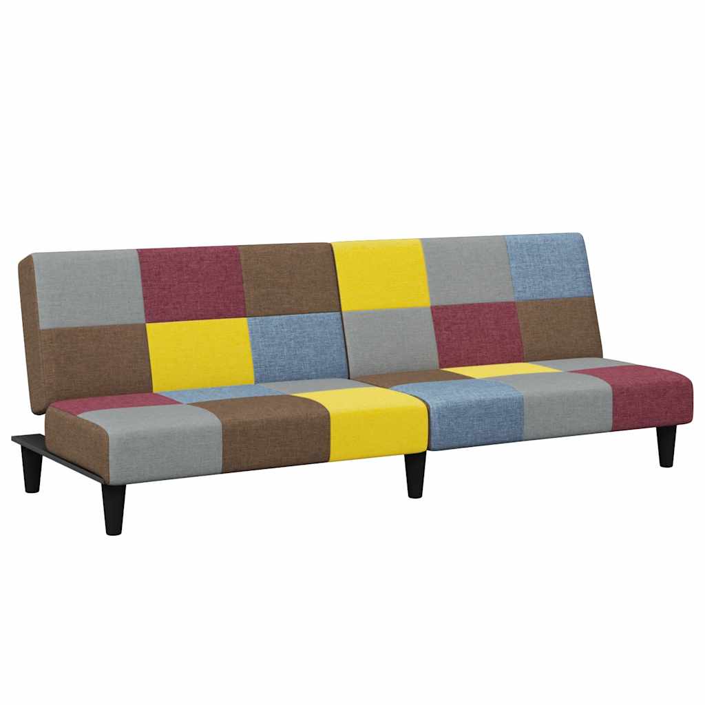 vidaXL Schlafsofa 2-Sitzer mit Fußhocker Patchwork Stoff