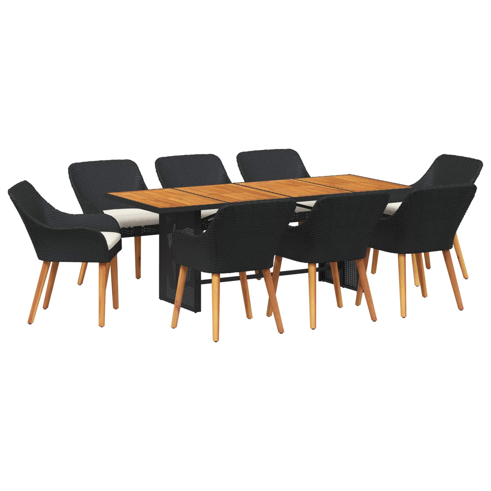 Garten Essgruppe mit Kissen 7 pcs Schwarz Poly-Rattan