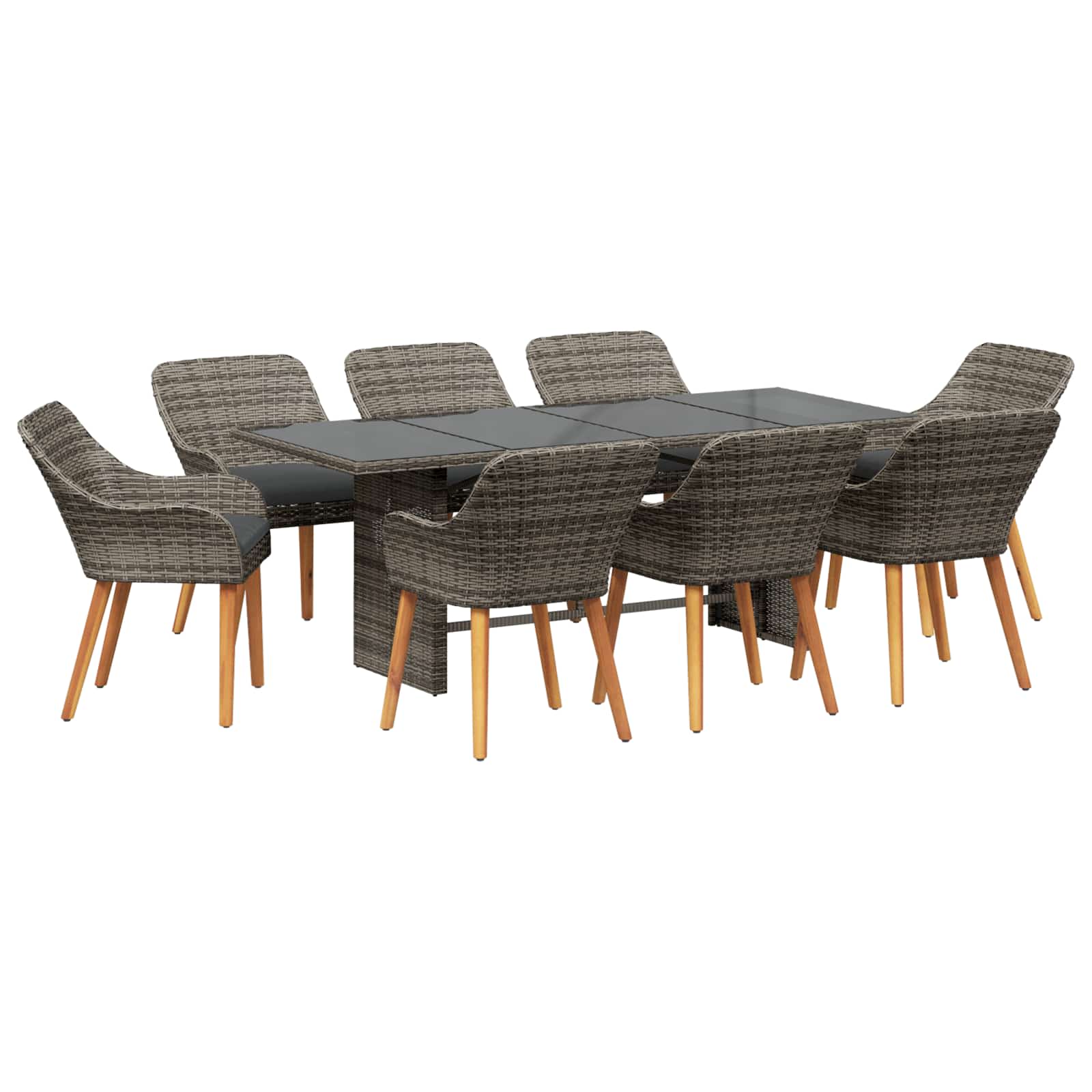 Garten Essgruppe mit Kissen 7 pcs Schwarz Poly-Rattan