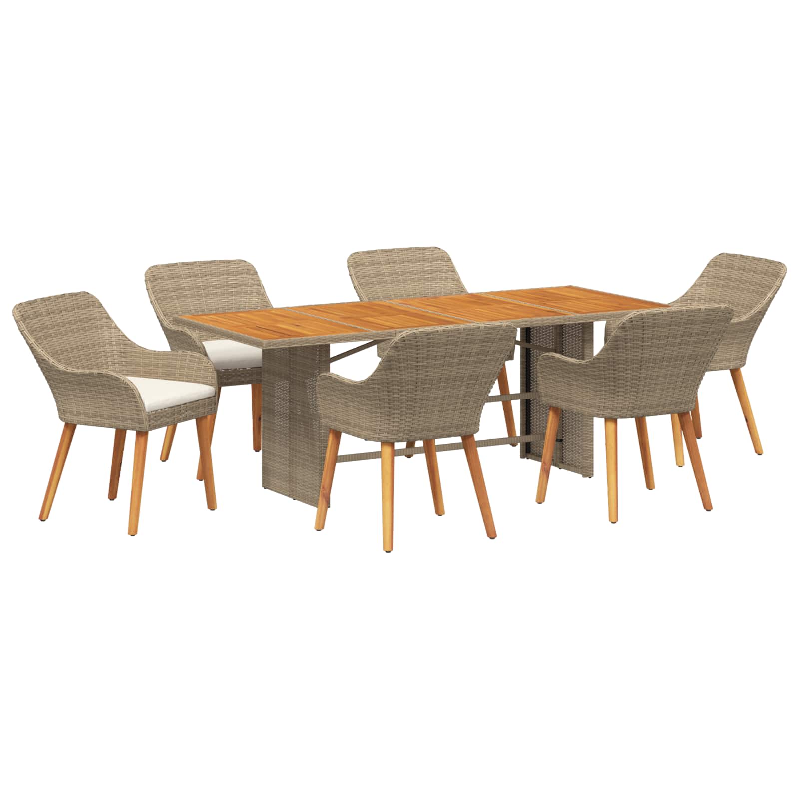 Garten Essgruppe mit Kissen 7 pcs Schwarz Poly-Rattan