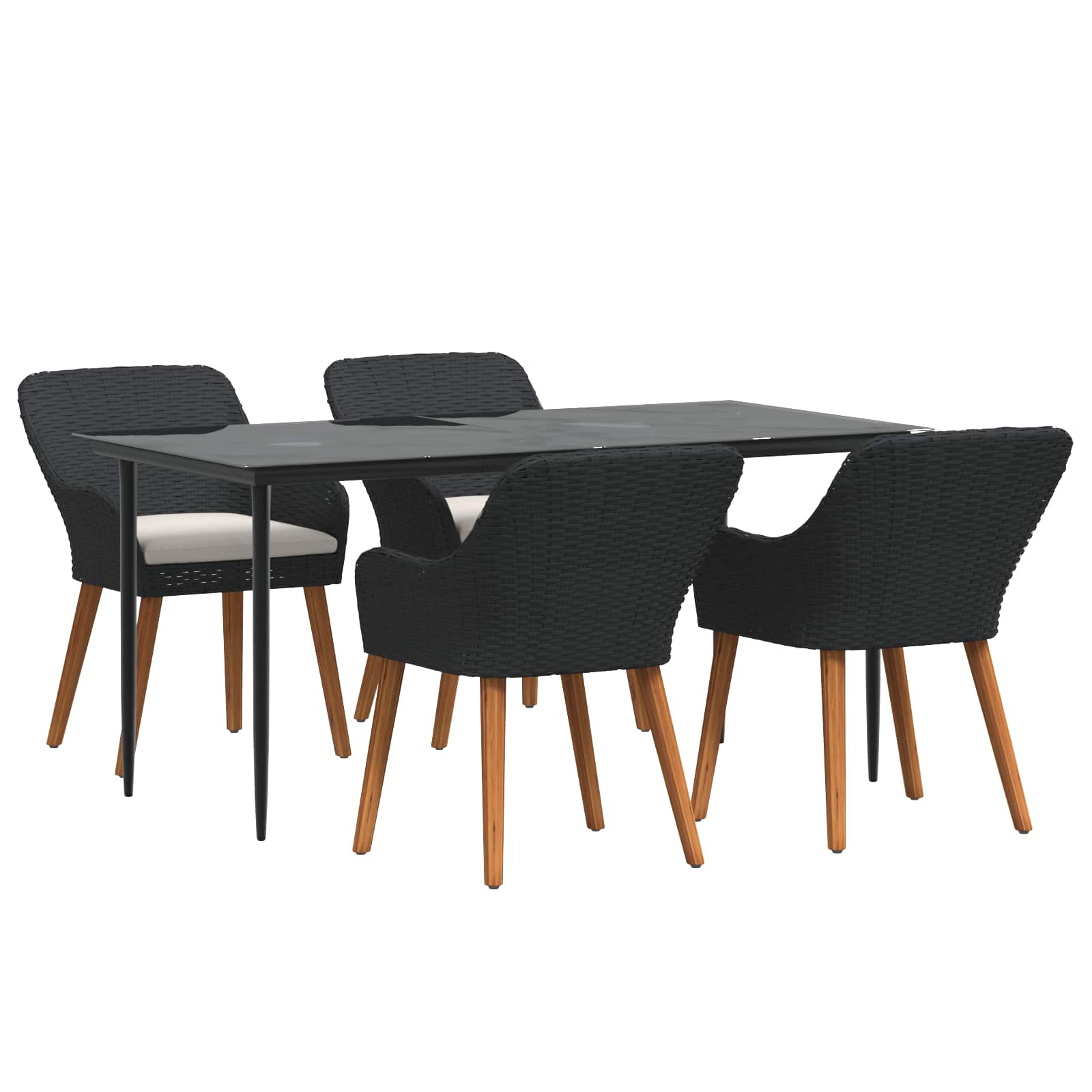 Garten Essgruppe mit Kissen 3 pcs Schwarz Poly-Rattan