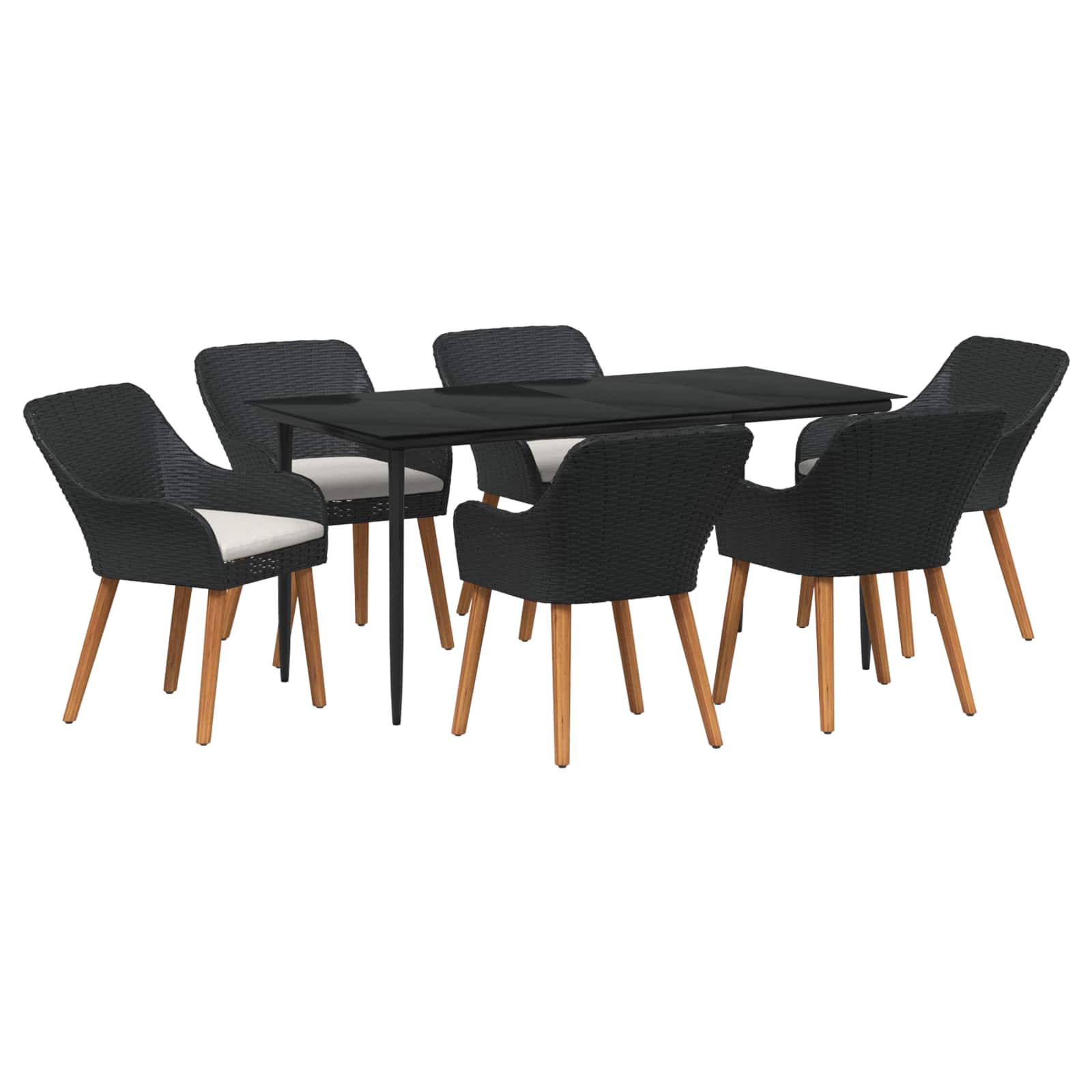 Garten Essgruppe mit Kissen 3 pcs Schwarz Poly-Rattan