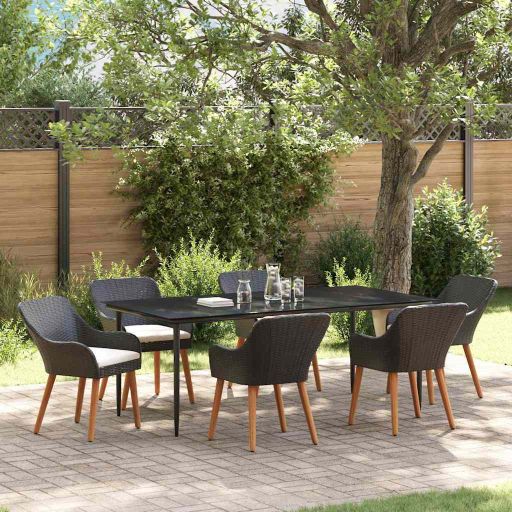 Garten Essgruppe mit Kissen 3 pcs Schwarz Poly-Rattan