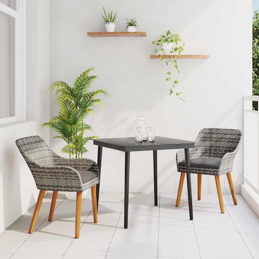 Garten Essgruppe mit Kissen 3 pcs Schwarz Poly-Rattan