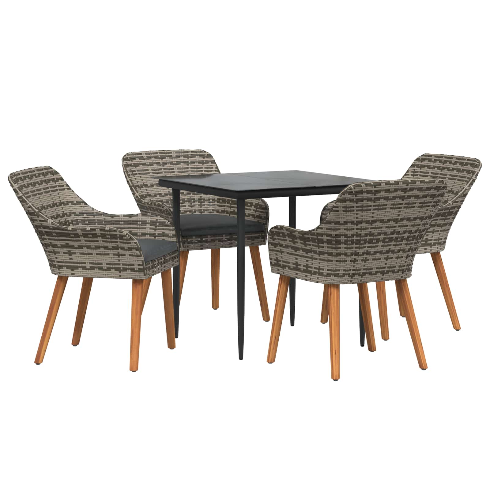 Garten Essgruppe mit Kissen 3 pcs Schwarz Poly-Rattan