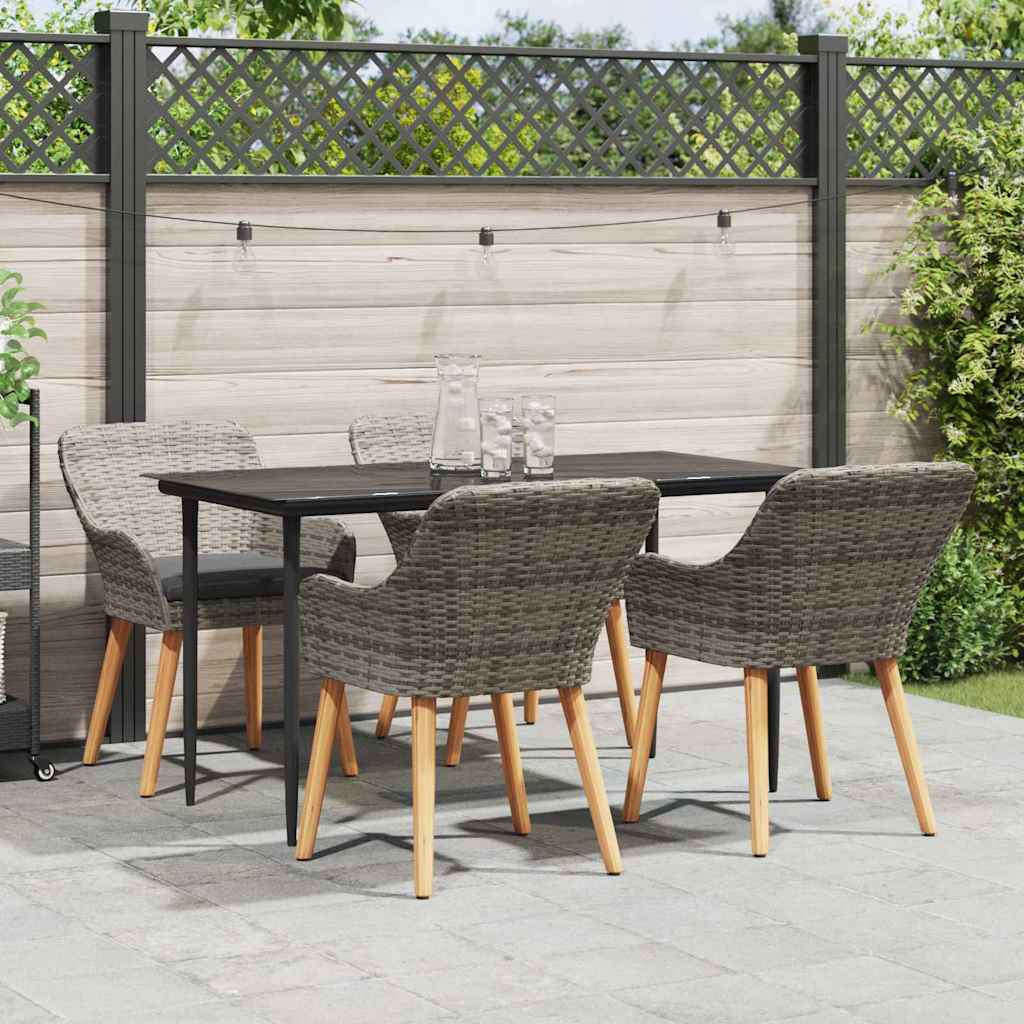 Garten Essgruppe mit Kissen 3 pcs Schwarz Poly-Rattan