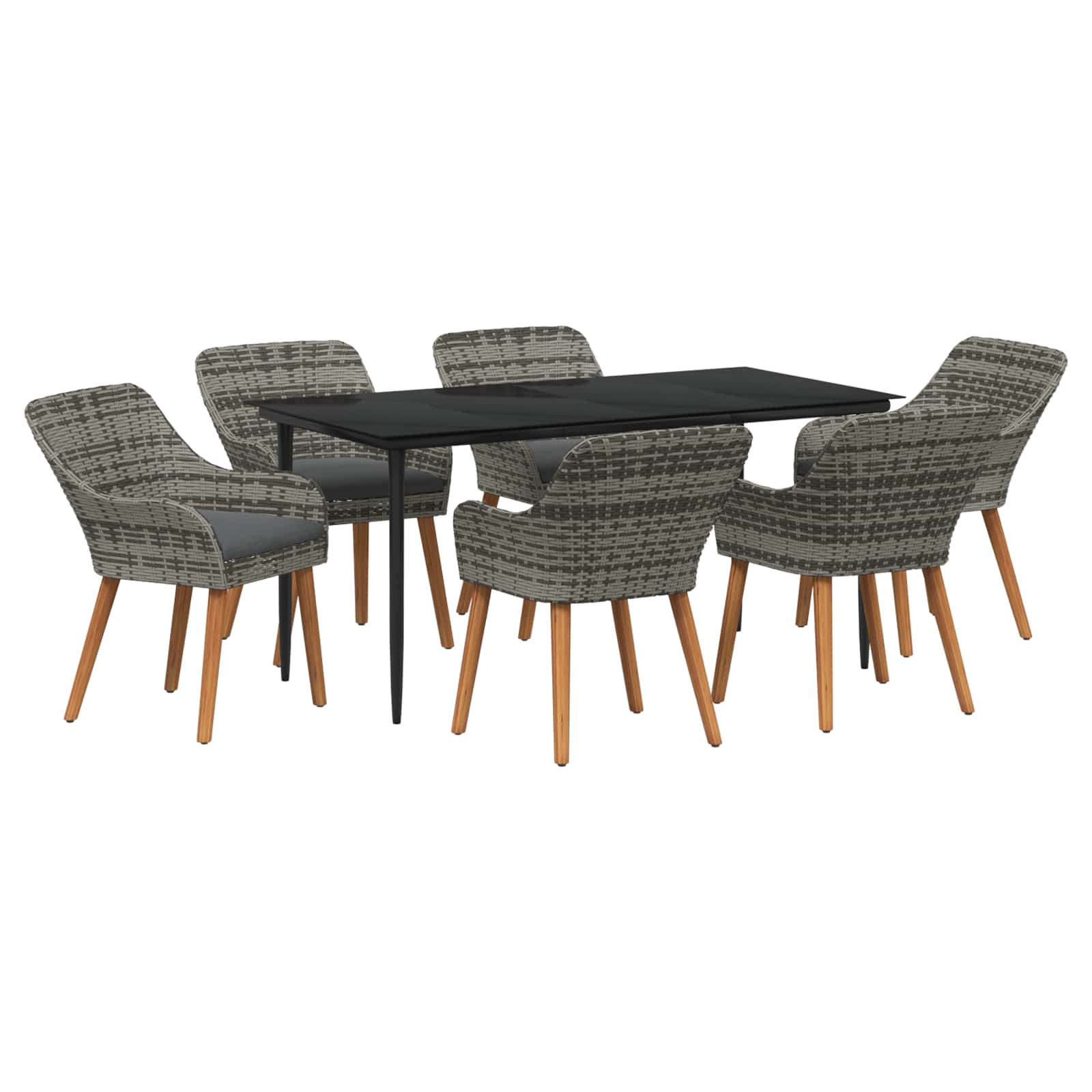 Garten Essgruppe mit Kissen 3 pcs Schwarz Poly-Rattan