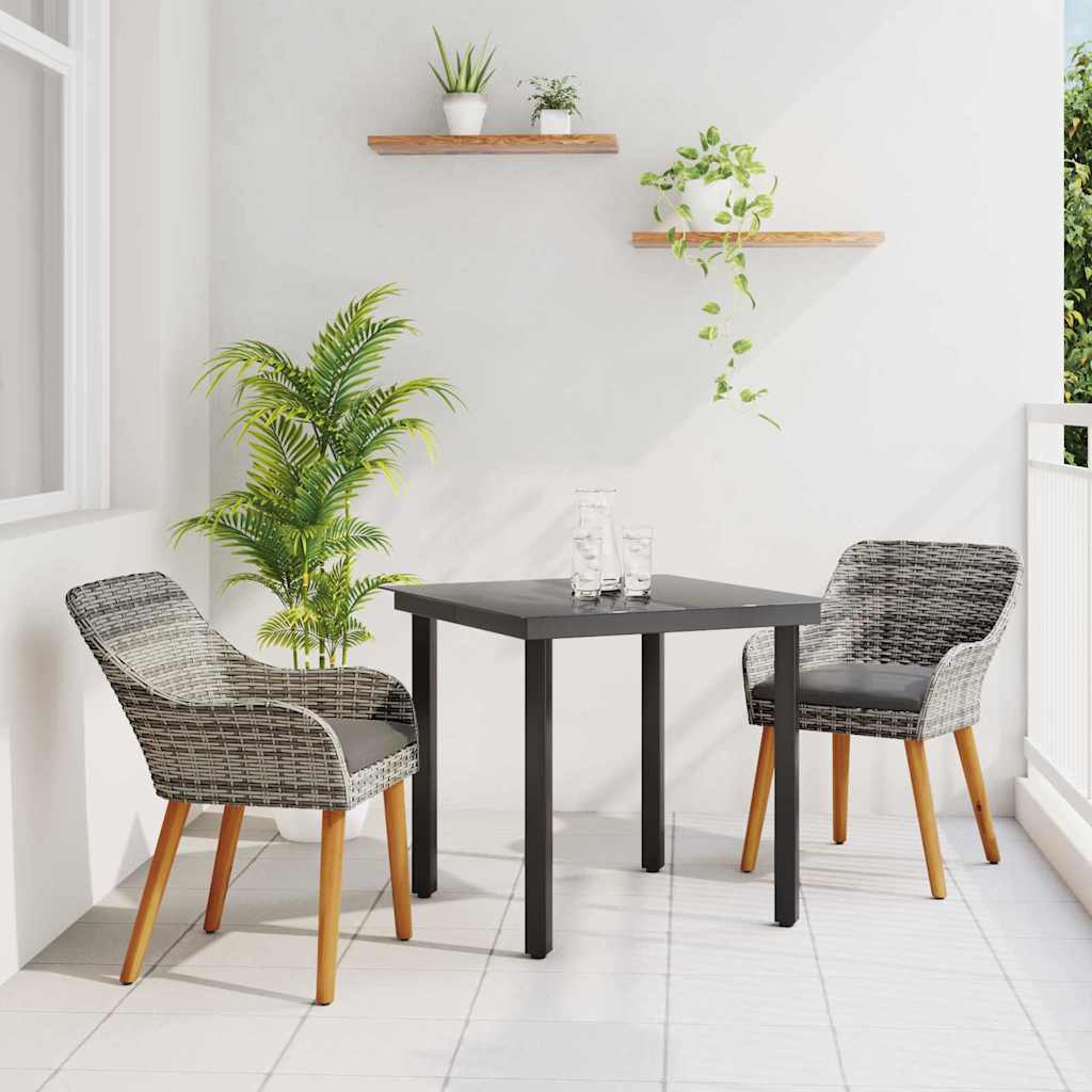Garten Essgruppe mit Kissen 3 pcs Schwarz Poly-Rattan