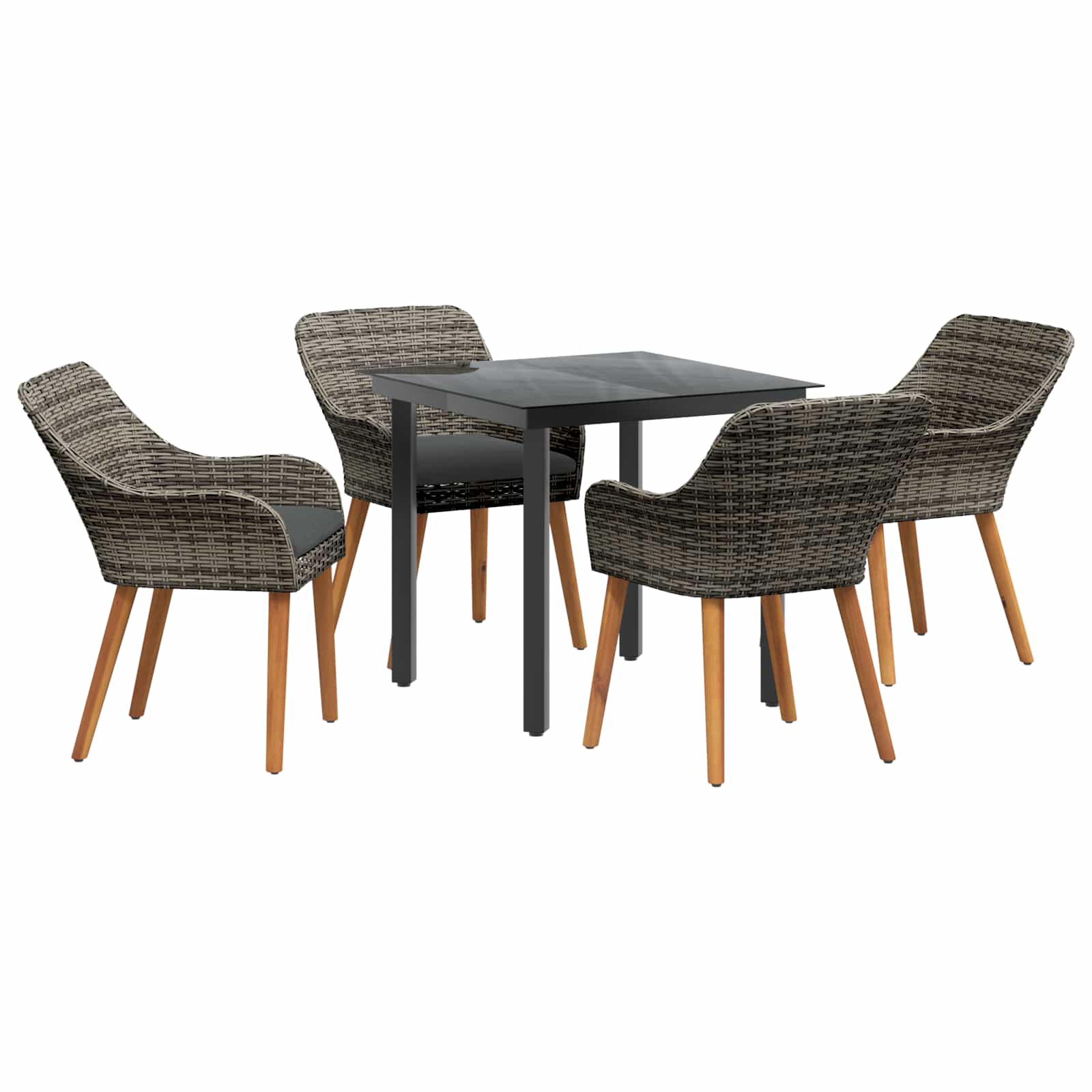 Garten Essgruppe mit Kissen 3 pcs Schwarz Poly-Rattan